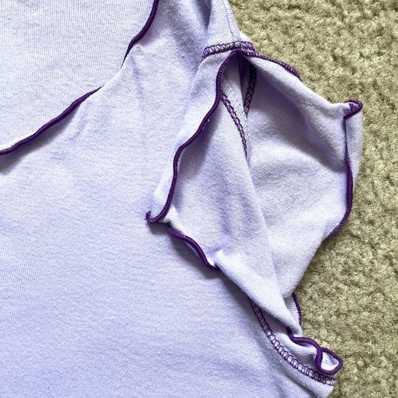 BCBG Knit Lavender Flutter Sleeves with Slit Top - Picture 4 of 7